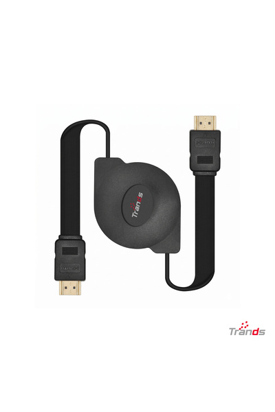 trands Retractable HDMI 2.0 to HDMI Cable (1 Meter) - CA888, 4K Support, High Speed 5Gbps, Black