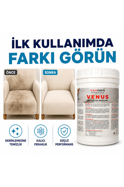 KARPAKS Professional Venüs Halı ve Koltuk Şampuanı 850 Gr | Ultra Konsantre |...