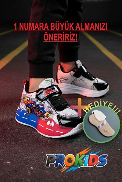 Prokids Işıklı ve Eğlenceli: Yarış Temalı Cırtlı Erkek Çocuk Spor Ayakkabı + ...