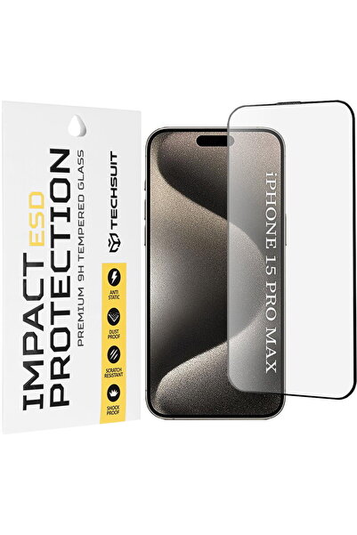 Techsuit Folie pentru iPhone 15 Pro Max - ESD Glass - Negru