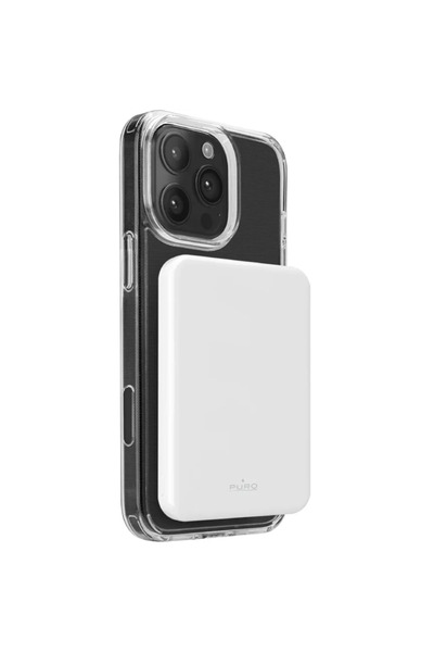 Puro Mag Plus Qi2 5000mAh, 20W, USB-C, Wireless, Alb