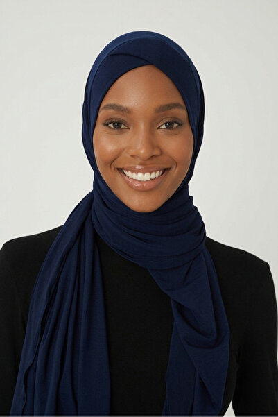 elysianfidan Wrapped Takmatik Navy Blue Ready-To-Wear Turban Hijab Medical Gr...