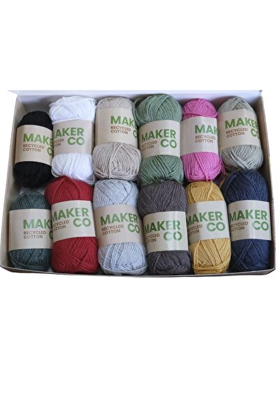 TUVA MAKERCO RECYCLED COTTON 12'Lİ İP SETİ AMİGURUMİ PUNCH İPİ
