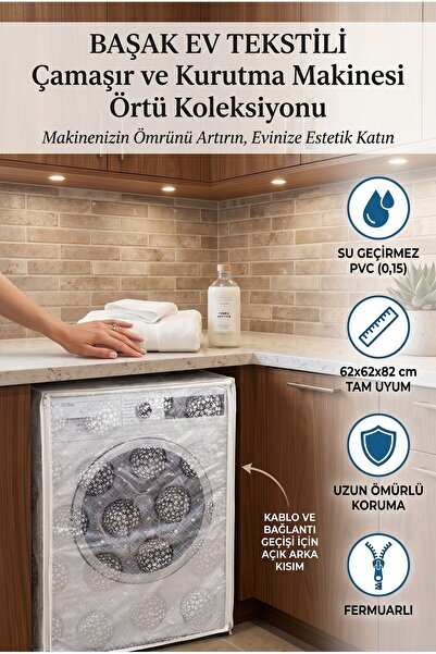 Başak Ev Tekstili Transparent Pvc Washing Machine Cover – Waterproof, Durable...