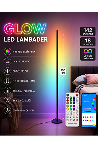 neeko Glow Akllı Lambader Sese Ve Müziğe Duyarlı Telefon Ve Kumanda Oda Aydın...
