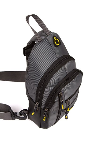 Newish Polo Erkek Kumaş USB Kulaklık Çıkışlı Bodybag Göğüs ve Omuz Çantası