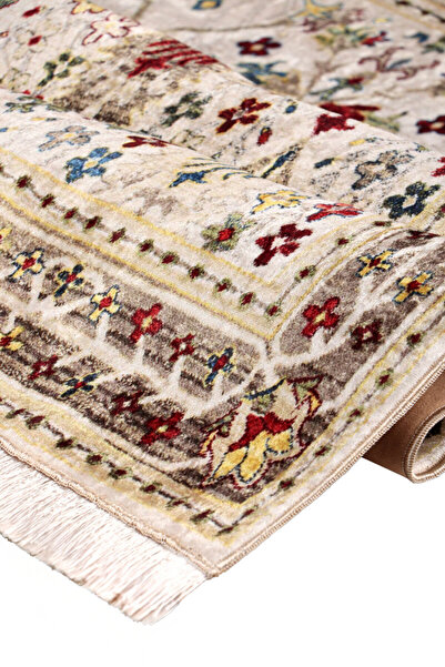 Bursa İpek Cream Sponge Velvet Prayer Rug