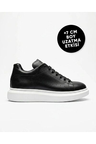 Unısex Deri Sneaker +7 CM Boy Uzatan Ayakkabı