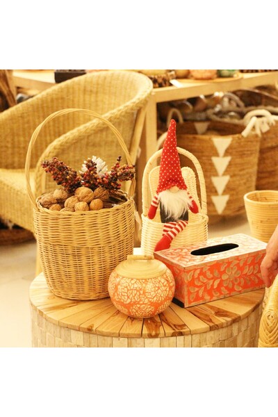 Mylamp Rattan  20x16 x H 20/36 cm. Sepet