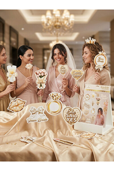 Anatolia Bride 10 lu konuşma balonu gold renk bekarlığa veda partisi bride to be