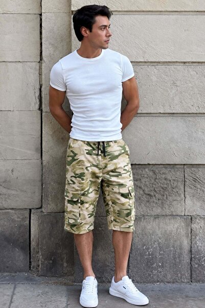 Madmext Ανδρικό παντελόνι Capri Pocket Cargo Beige Camouflage 6331
