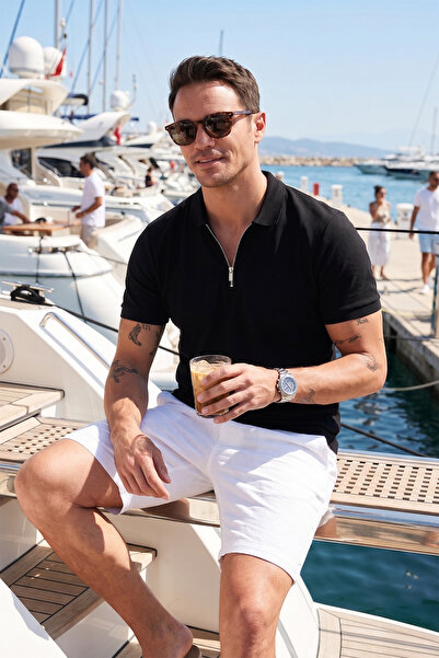 Buratti T-Shirt aus Baumwolle mit Polokragen und Reißverschluss, Regular Fit,...