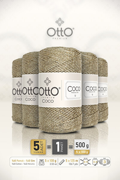 Otto Coco - Κρέμα - Συσκευασία 5 τεμαχίων - 2mm/100gr/125m - Βαμβακερή τσάντα...