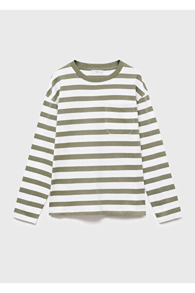 MANGO Kids Раирана тениска с джоб на гърдите
