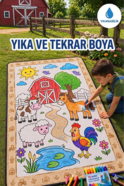 Nizal Home Eğitici Yıkanabilir Tekrar Boyanabilir Çocuk Odası Oyun Matı Boyam...