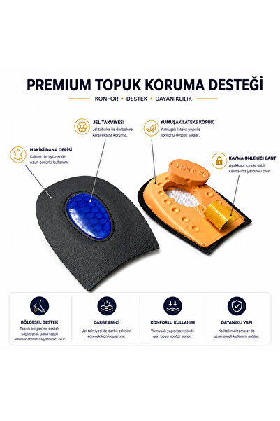 AiryFooT Epin Topukluk Hakiki Deri Jel Takviyeli Topuk Dikeni Yarım Tabanlık ...