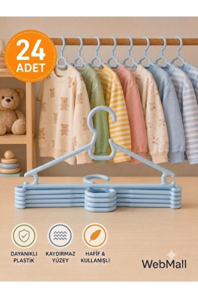 Webmall 24 Pieces Lily Blue Plastic Children's Clothes Hangers Baby Clothes H...
