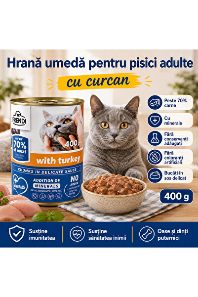 FRENDİ Hrana umeda pentru pisici de curcan, conserva 400 g
