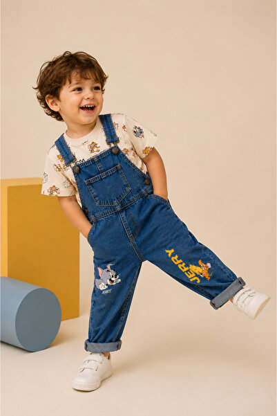 Mişsa Bebe Erkek Çocuk Kot Salopet ve Tişört Set 2-6 Yaş