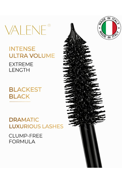 Valene Intense Ultra Volume Mascara, Blackest Black – Volumizing & Lengthening Mascara
