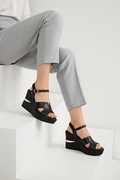 CUCA Genuine Leather Wedge Heeled Women's Daily Sandals