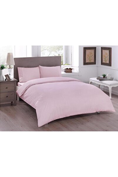 Taç Nevresim Takımı Düz Renk Basic Açık Pembe Tek Kişilik