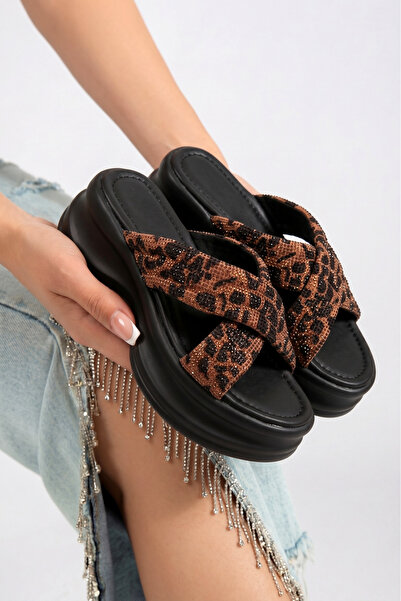 Zaira Papuci cu platforma dama leopard din piele ecologică intoarsa Marisol #...