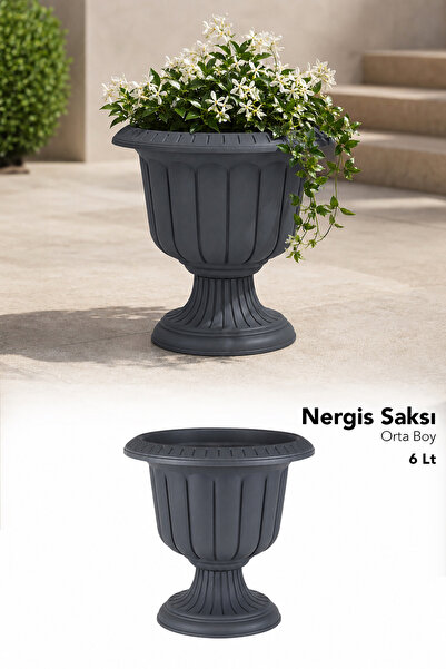 Meleni Home Ayaklı Dekoratif Saksı - Plastik Deliksiz Bahçe Salon Bitki Çiçek...
