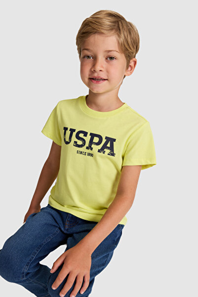 U.S. Polo Assn. تي شيرت أساسي برقبة دائرية باللون الأخضر الفستقي للأولاد 5032...