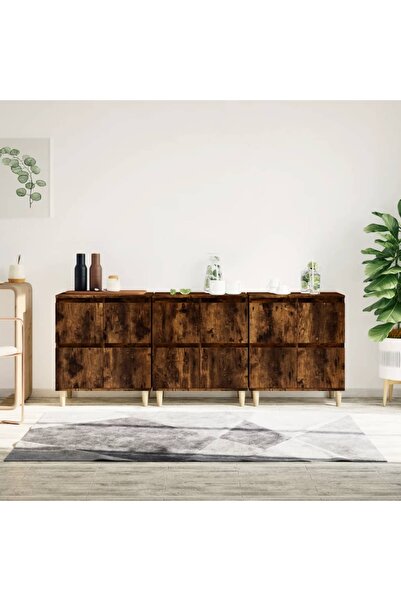 Concept Servante, 3 buc, stejar afumat, 60x35x70 cm, lemn prelucrat