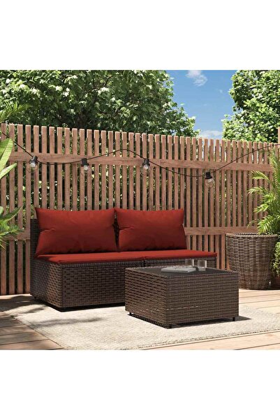 Concept Set mobilier de grădină cu perne, 3 piese, maro, poliratan