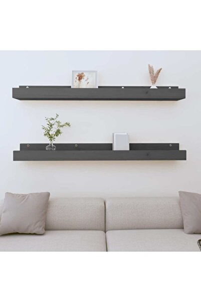 Concept Rafturi de perete, 2 buc., gri, 110x12x9 cm, lemn masiv de pin