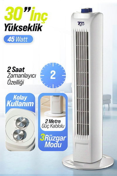 7GO 7GTF1 30 İnç Kule Tipi Vantilatör | 45W Güçlü Motor, 3 Kademeli Hız, Salı...