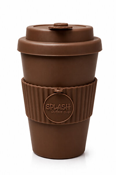 SPLASH Kahverengi 350 ml Termos Mug Akıtmaz Kapak Çay Kahve Bardağı Özel Kutulu