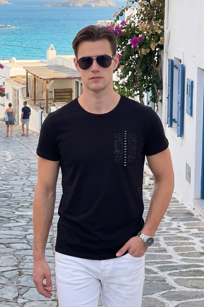 Buratti Bisiklet Yaka Pamuklu Slim Fit T Shirt Erkek T SHİRT 541QUINT