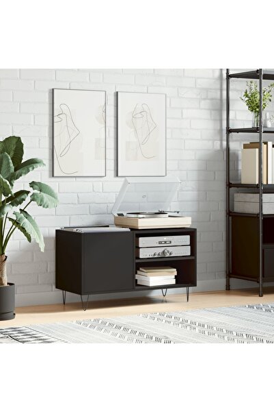 Concept Dulap pentru discuri, negru, 85x38x48 cm, lemn prelucrat
