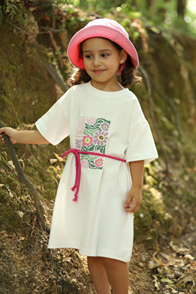 Mioma Kids Printed T-Shirt Dress Ecru