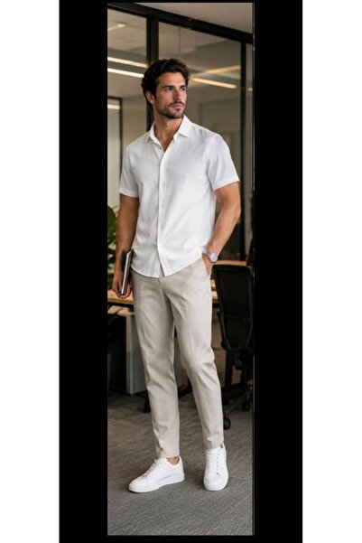 Cinar erkek giyim Men's Sports Shirt Short Sleeve Wrinkle-Free Summer Stretch...