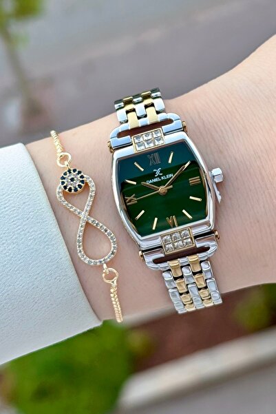 Daniel Klein Kadranı Yeşil Kordonu Sarı Silver Renk 24 mm 24 Ay Garantili Kad...