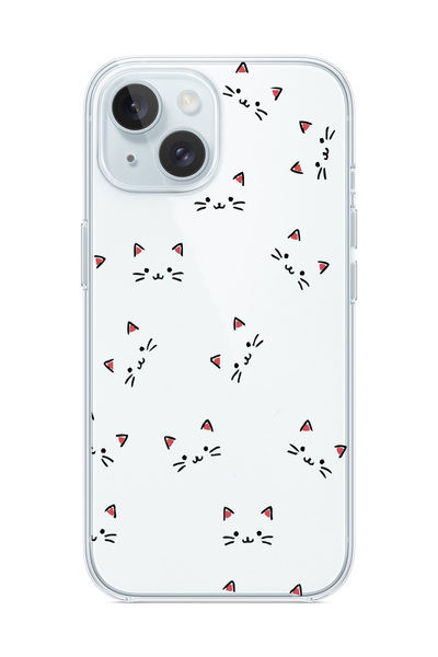 3GEN CASE iPhone 13/iPhone 14 Uyumlu Sevimli Kediler Desenli Şeffaf Silikon K...