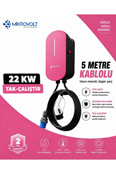 22kW Araç Şarj İstasyonu (Pembe)