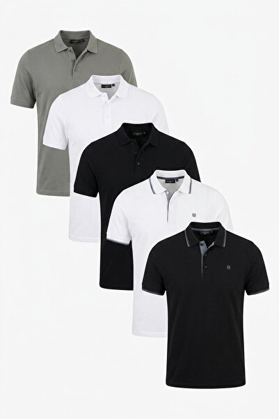 Buratti Pamuk, regular fit, polo majica sa dugmićima, 5 komada, muška majica ...