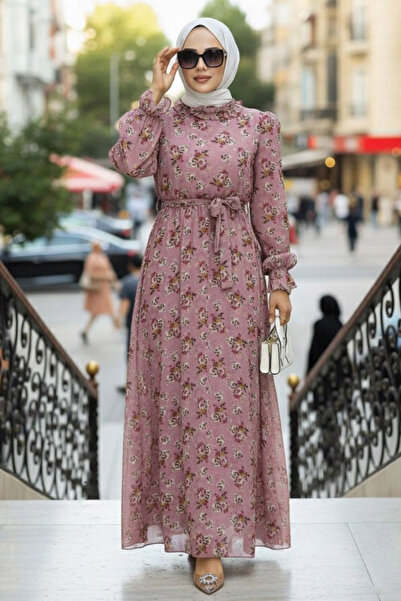 Neva Style Rochie hijab cu model floral 29713PD