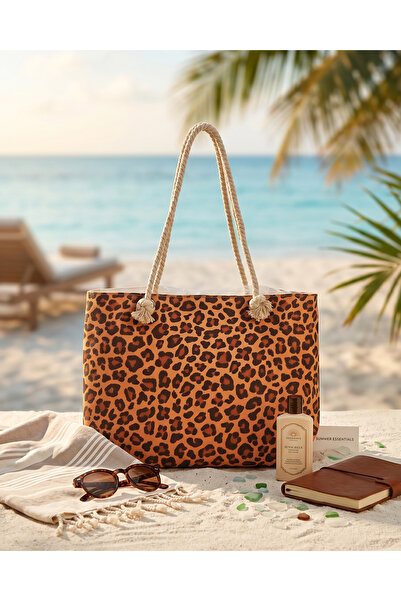 LYRA Bags & Accessories حقيبة شاطئية كبيرة الحجم مع سحاب وبطانة داخلية