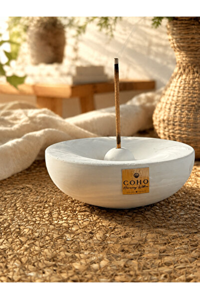 COHO Mermer Desenli Beton Tütsülük - Modern Minimalist Tütsü Yakma Kabı Oval