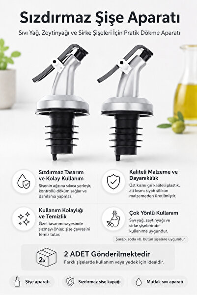 Milena Life Set of 2 Leak-Proof Oil Pot Stopper - Bottle Tip with Cap, Plug, ...