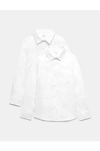 Marks & Spencer 2'li Slim Fit Uzun Kollu Okul Gömleği (2-18 Yaş)