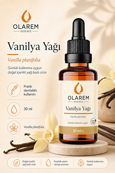 olarem essence Vanilya (Vanilla) Yağı Sabit Yağ 30 ml Cam Damlalıklı Şişe