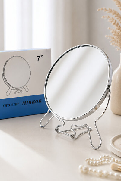Zenorius Oglindă cosmetică rotundă 7 inch, dublă față, cu suport metalic – Ar...