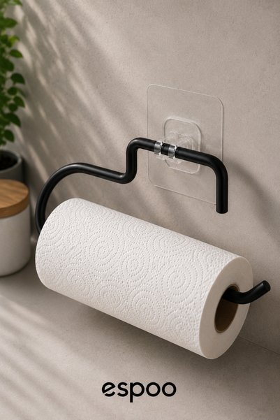 Espoo Design Towel Holder Napkin Rack Hanger Bathroom Kitchen Organizer Paper Roll Towel Rack Practical Black Roll